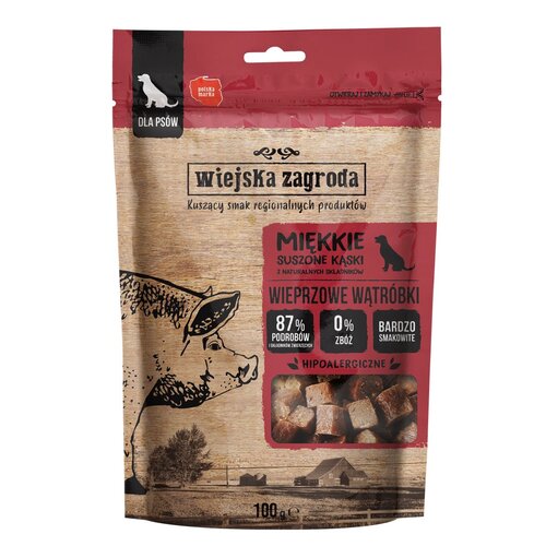 Przysmak dla psa WIEJSKA ZAGRODA Miękkie suszone kąski Wątroba wieprzowa 100 g