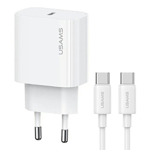 Ładowarka sieciowa USAMS T65 OYXLTZ01 20W Biały + kabel USB-C - USB-C