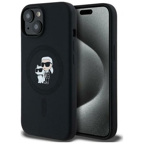 Etui KARL LAGERFELD Silicone Karl & Choupette MagSafe do Apple iPhone 14 Plus/15 Plus Czarny