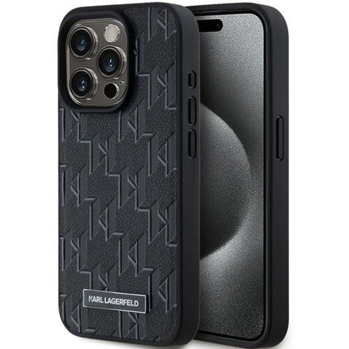 Etui KARL LAGERFELD Leather Monogram Metal Logo do Apple iPhone 15 Pro Max Czarny