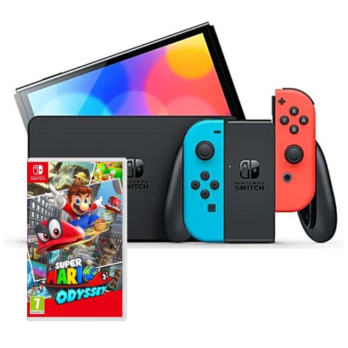 Konsola NINTENDO Switch Oled Czerwono-niebieska + Mario Odyssey Gra NINTENDO SWITCH