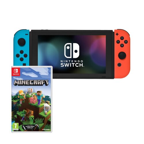 Konsola NINTENDO Switch HAC-001(-01) + Kontroler Switch Czerwono-niebieski + Minecraft Gra NINTENDO SWITCH