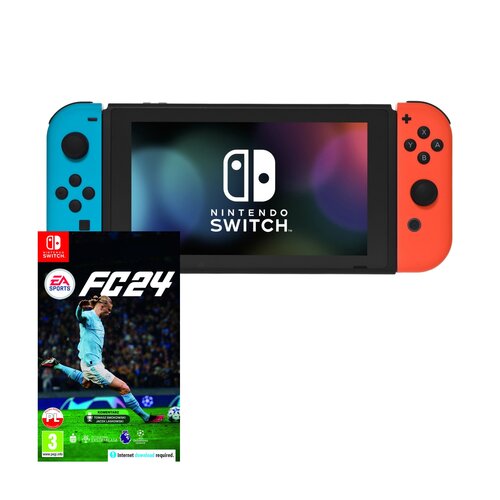 Konsola NINTENDO Switch HAC-001(-01) + Kontroler Switch Czerwono-niebieski + EA SPORTS FC 24 Gra NINTENDO SWITCH
