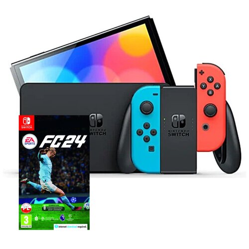 Konsola NINTENDO Switch Oled Czerwono-niebieska + EA SPORTS FC 24 Gra NINTENDO SWITCH