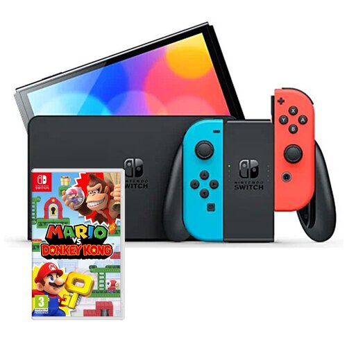 Konsola NINTENDO Switch Oled Czerwono-niebieska + Mario vs. Donkey Kong Gra NINTENDO SWITCH