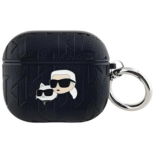 Etui na słuchawki KARL LAGERFELD Monogram Karl & Choupette Head do Apple AirPods 3 Czarny