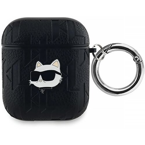 Etui na słuchawki KARL LAGERFELD Monogram Choupette Head do Apple Airpods 1/2 Czarny