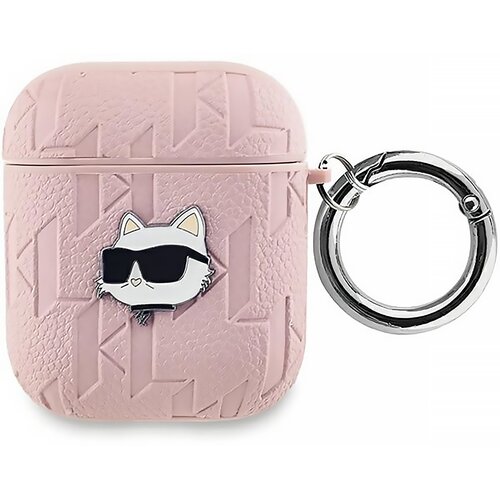 Etui na słuchawki KARL LAGERFELD Monogram Choupette Head do Apple Airpods 1/2 Różowy