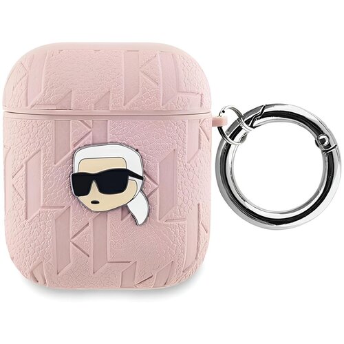 Etui na słuchawki KARL LAGERFELD Monogram Karl Head do Apple AirPods 1/2 Różowy