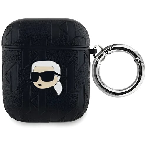 Etui na słuchawki KARL LAGERFELD Monogram Karl Head do Apple AirPods 1/2 Czarny