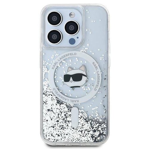 Etui KARL LAGERFELD Liquid Glitter Choupette Head Magsafe do Apple iPhone 13 Pro Przezroczysty