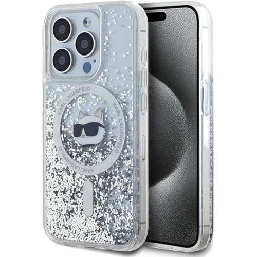 Etui KARL LAGERFELD Liquid Glitter Choupette Head Magsafe do Apple iPhone 14 Pro Max Przezroczysty