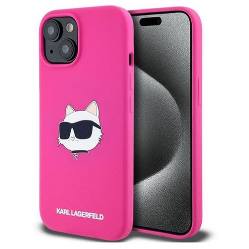 Etui KARL LAGERFELD Silicone Choupette Head MagSafe do Apple iPhone 14 Plus/15 Plus Różowy