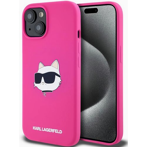 Etui KARL LAGERFELD Silicone Choupette Head MagSafe do Apple iPhone 13/14/15 Różowy