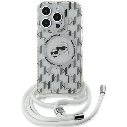 Etui KARL LAGERFELD IML Crossbody Monogram Karl & Choupette Head MagSafe do Apple iPhone 15 Pro Max Przezroczysty
