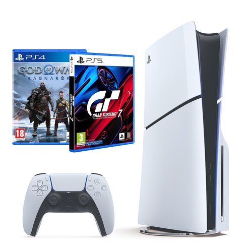 Konsola SONY PlayStation 5 Slim + God of War Ragnarök Gra PS4 + Gran Turismo 7 Gra PS5