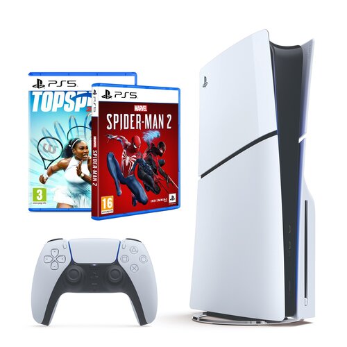 Konsola SONY PlayStation 5 Slim + Top Spin 2K25 Gra PS5 + Marvel's Spider-Man 2 Gra PS5