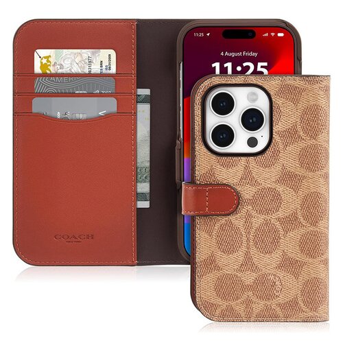 Etui COACH Folio Signature C Case do Apple iPhone 15 Pro Brązowy