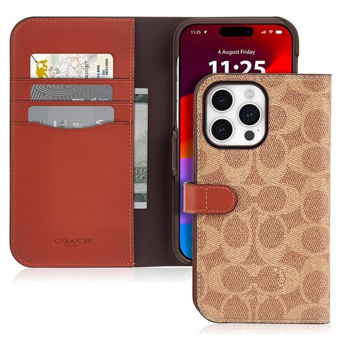 Etui COACH Folio Signature C Case do Apple iPhone 15 Pro Max Brązowy