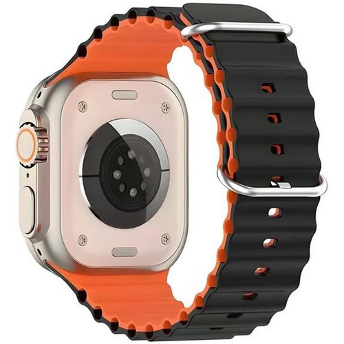 Pasek BELINE Silicone Waves do Apple Watch (42/44/45/49mm) Czarno-pomarańczowy