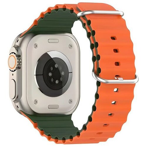 Pasek BELINE Silicone Waves do Apple Watch (42/44/45/49mm) Zielono-pomarańczowy