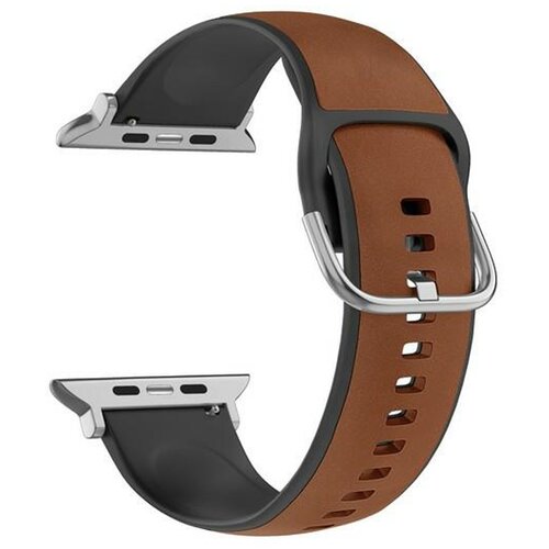 Pasek BELINE Silico Leather do Apple Watch 4/5/6/7/8/9/SE/SE 2 (38/40/41mm) Brązowo-czarny