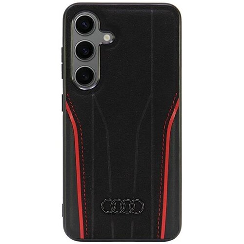 Etui AUDI Genuine Leather MagSafe do Samsung Galaxy S24 Czarno-czerwony