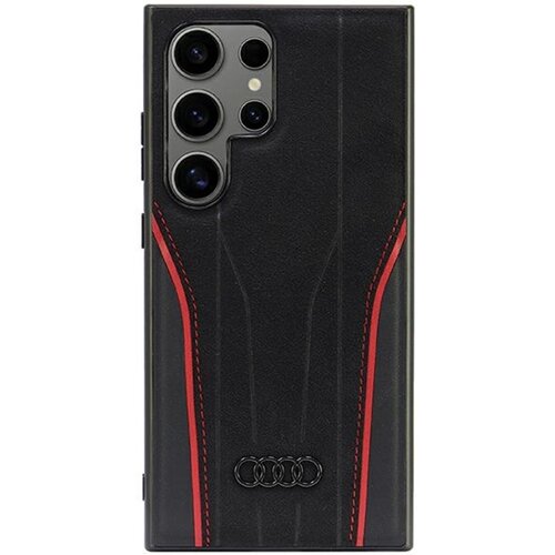 Etui AUDI Genuine Leather MagSafe do Samsung Galaxy S24 Ultra Czarno-czerwony