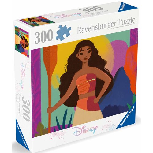 Pudełko puzzli Ravensburger z ilustracją postaci z filmu animowanego, zawierające 300 elementów. Na opakowaniu widnieje napis "Disney" oraz "Ravensburger Puzzle".