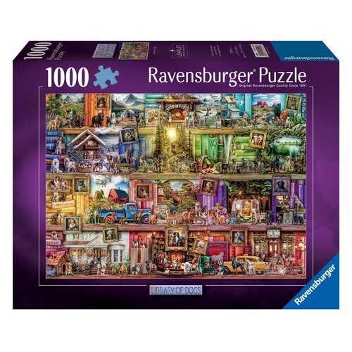 Puzzle RAVENSBURGER Psy w bibliotece 12001259 (1000 elementów)