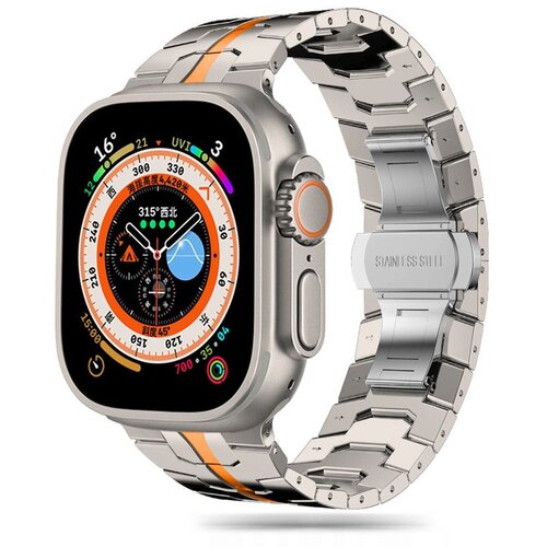 Pasek TECH-PROTECT Stainless Line do Apple Watch 6/7/8/9/10/SE/Ultra 1/2 (44/45/46/49mm) Tytanowo-pomarańczowy