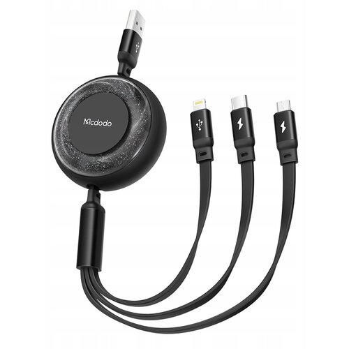 Kabel USB - USB-C/Lightning/Micro-USB MCDODO 3w1 1.2m Czarny
