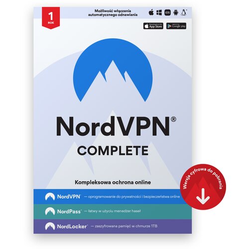 Oprogramowanie NordVPN Complete 10 URZĄDZEŃ 1 ROK Kod aktywacyjny