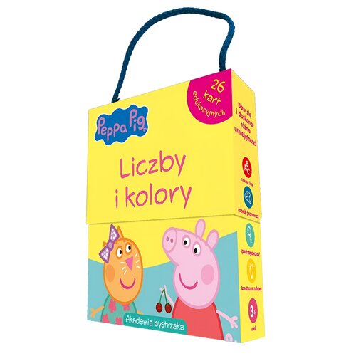 Karty edukacyjne OLESIEJUK Akademia Bystrzaka Świnka Peppa Liczby i kolory w pudełku z rączką