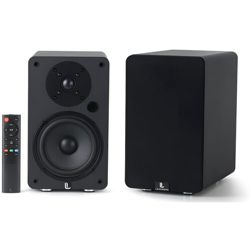 Aktywne,Podstawkowe kolumny głośnikowe LAUDNBERG S1 Czarne (2 szt.),Bluetooth 5.0,HDMI,ARC,Regulacja niskich i wysokich tonów
