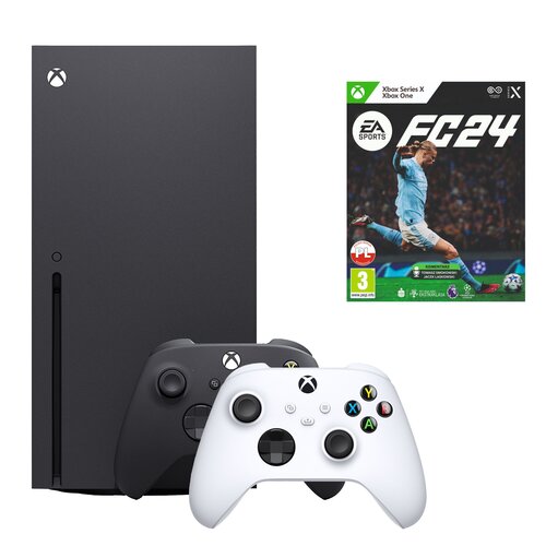 Konsola MICROSOFT XBOX Series X z napędem Blu-ray 4K UHD + EA SPORTS FC 24 Gra XBOX ONE (Kompatybilna z Xbox Series X) + Kontroler MICROSOFT bezprzewodowy Xbox Robot White
