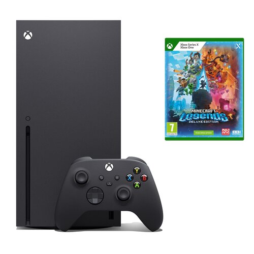 Konsola MICROSOFT XBOX Series X z napędem Blu-ray 4K UHD + Minecraft Legends - Edycja Deluxe Gra XBOX ONE (Kompatybilna z Xbox Series X)