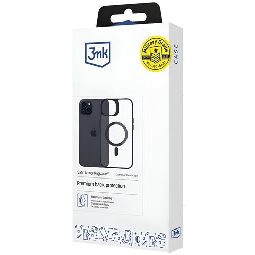 Etui 3MK Satin Armor MagCase do Apple iPhone 16 Plus Przezroczysto-czarny