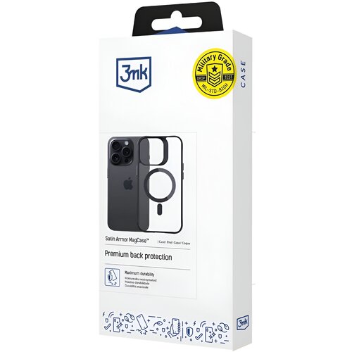 Etui 3MK Satin Armor MagCase do Apple iPhone 16 Pro Przezroczysto-czarny