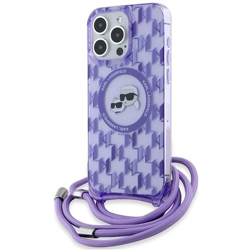 Etui KARL LAGERFELD IML Crossbody Monogram Karl & Choupette Head MagSafe do Apple iPhone 15 Pro Fioletowy