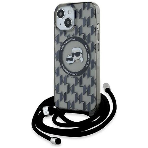 Etui KARL LAGERFELD IML Crossbody Monogram Karl & Choupette Head MagSafe do Apple iPhone 13/14/15 Czarny