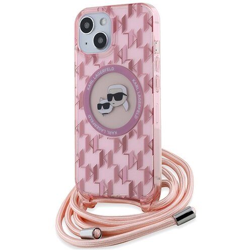 Etui KARL LAGERFELD IML Crossbody Monogram Karl & Choupette Head MagSafe do Apple iPhone 13/14/15 Różowy