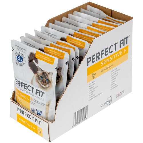 Karma dla kota PERFECT FIT Sensitive 1+ Kurczak w sosie 12 x 85 g