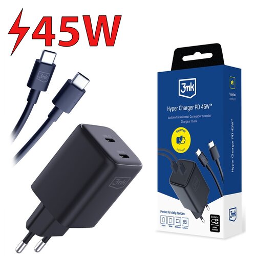 Ładowarka sieciowa 3MK Hyper Charger PD 45W Czarny