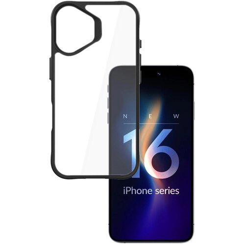 Etui 3MK Satin Armor Case+ do Apple iPhone 16 Przezroczysto-czarny