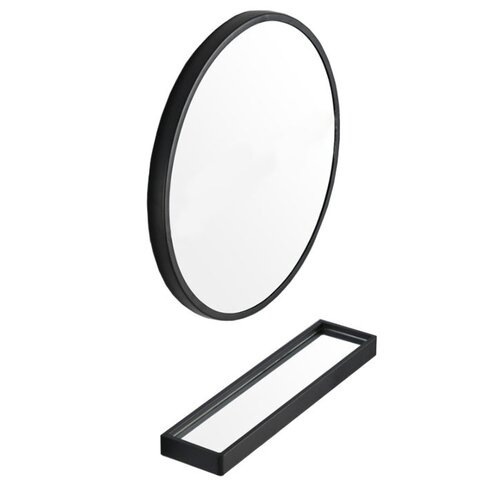 Lustro z półką MUFART 15099 średnica 80 cm Czarny