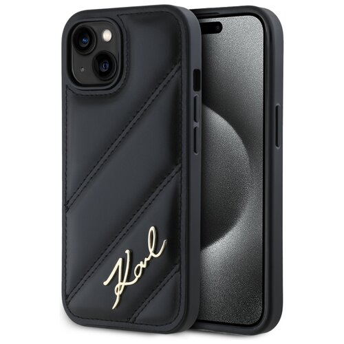 Etui KARL LAGERFELD Diagonal Quilted Script do Apple iPhone 14 Czarny