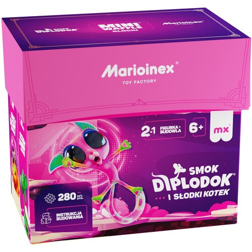 Klocki elastyczne MARIOINEX Mini Waffle Smok Diplodok i słodki kotek 906224