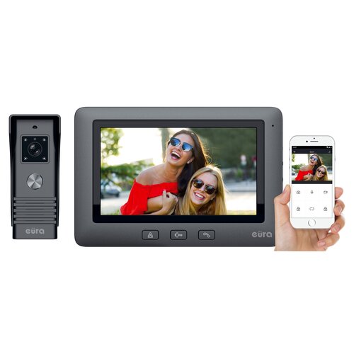 Wideodomofon EURA VDP-45A3-TY Alpha+ Czarny Wi-Fi