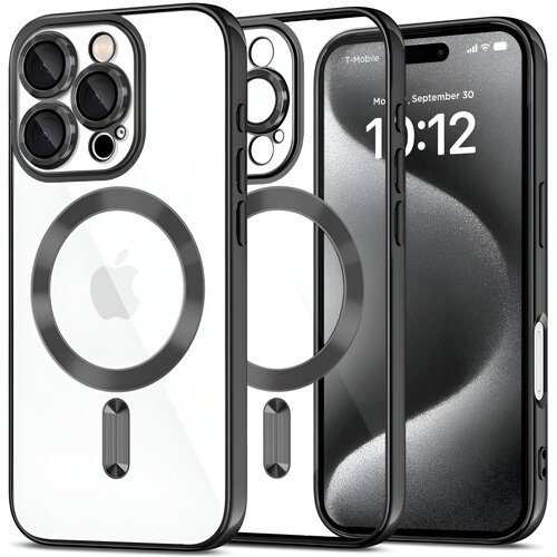 Etui TECH-PROTECT MagFlex MagSafe do Apple iPhone 16 Pro Max Przezroczysto-czarny (błyszczący)
